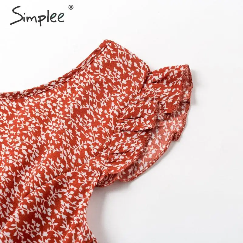 Simplee Bohimian style women summer midi dress Elegant floral print female long sundress A-line ruffle ladies beach dresses | Женская