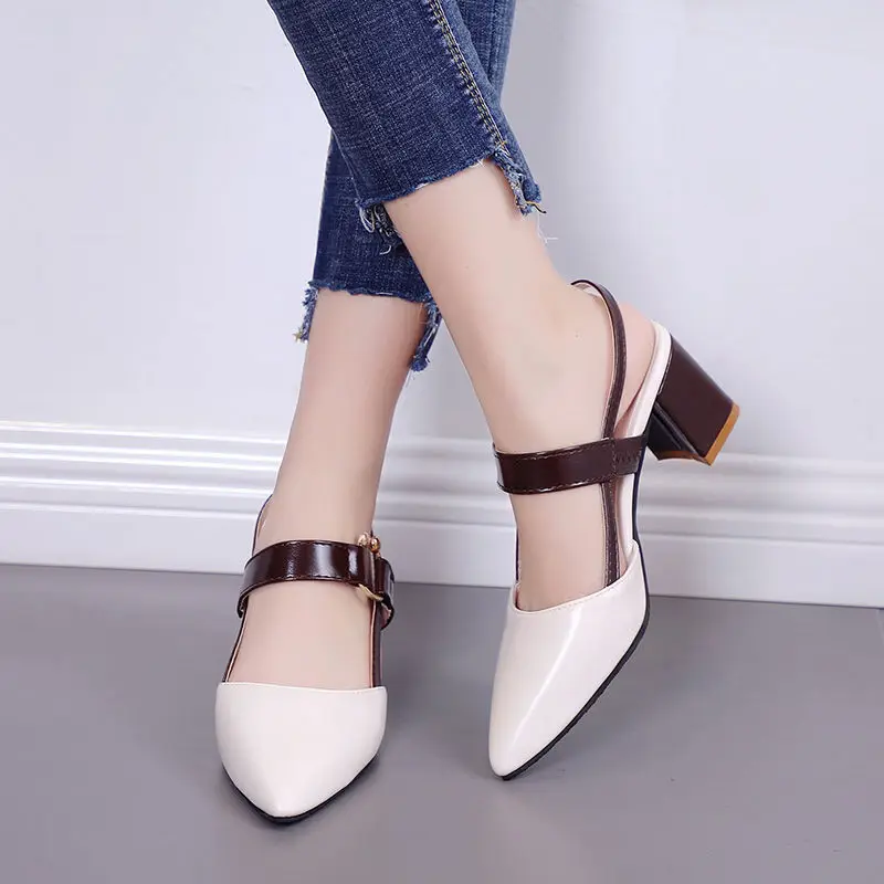 Туфли лодочки с острым носком и ремешком на пятке Женские дизайнерские туфли