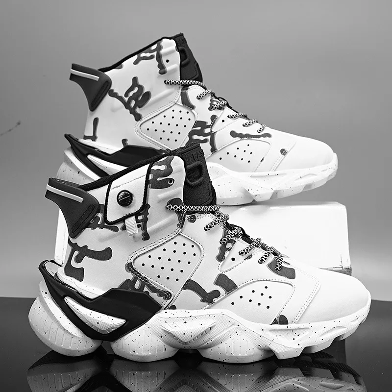 

Basketball shoes Chinese wind Sanskrit national fashion men's shoes 2021 new spring high versatile shoes basketball shoes