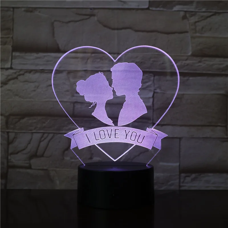 3D 3438 I Love You светодиодный ночник акриловая пластина сенсорный светильник милый