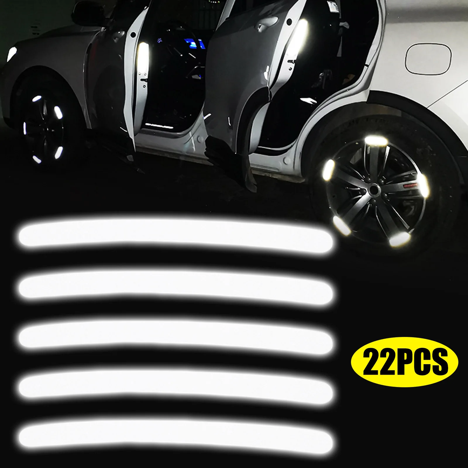 

22Pcs Car Reflective Wheel Hub Stickers Decals Safety Luminous Stripe Car Tire Rim Sticker for Car Vehicle Motorcycles Bicycles
