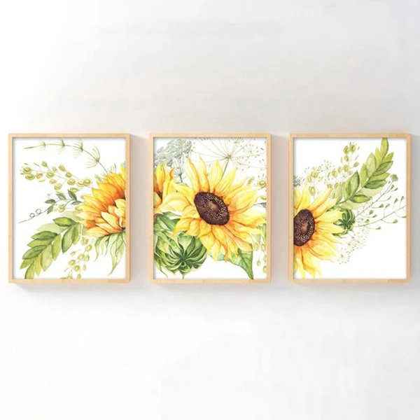 

Plant Style Mural Yellow Overlord Flower Frameless Poster Home Bedroom Fresco Living Room Decoration Canvas Painting Print