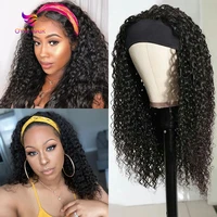 kinky curly wig human hair headband wig short curly full machine made headband human hair wigs for black women remy glueless wig