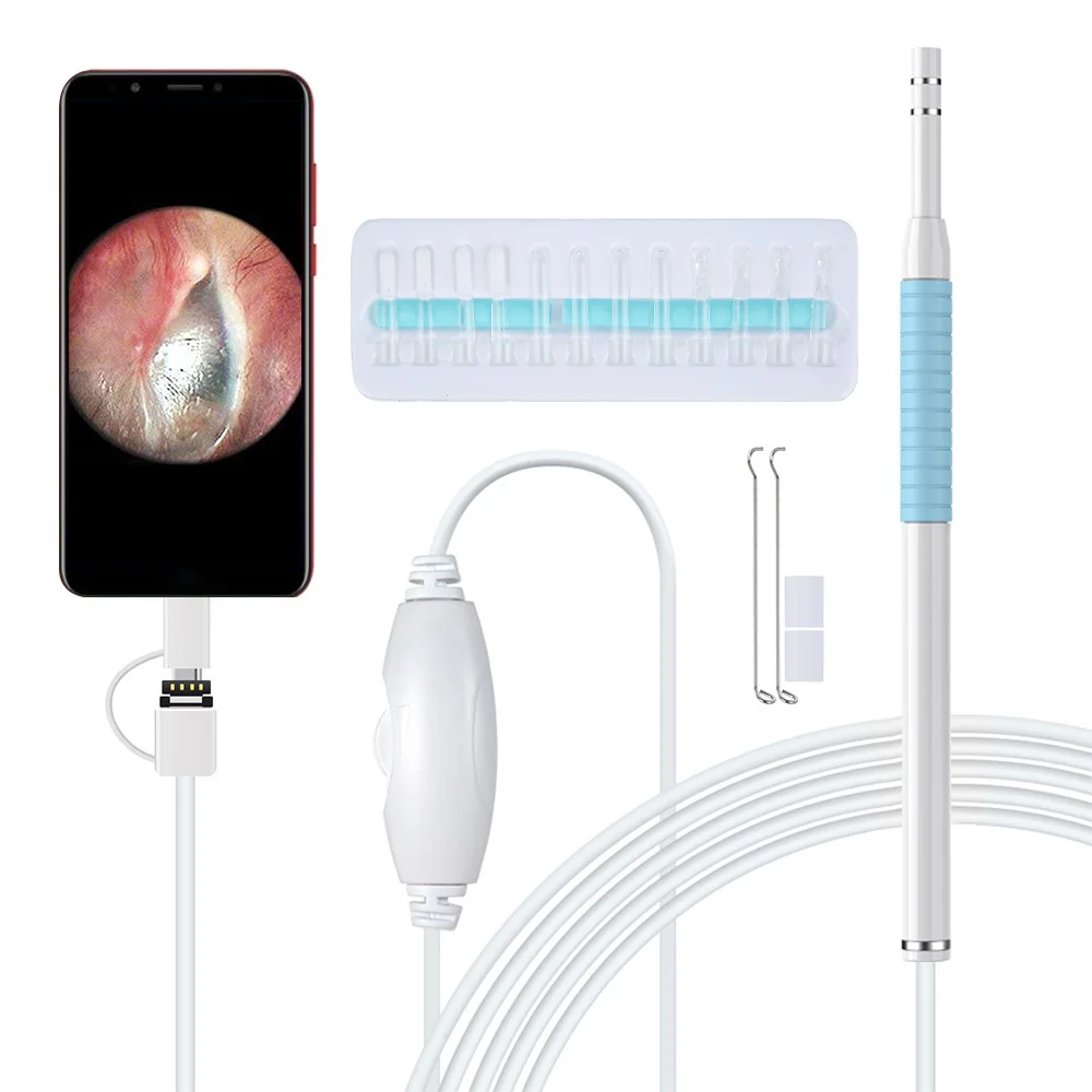 

In Ear Cleaning Endoscope USB Visual Ear Spoon 8mm Mini Camera Android PC Ear Pick Otoscope Borescope Tool Health Care