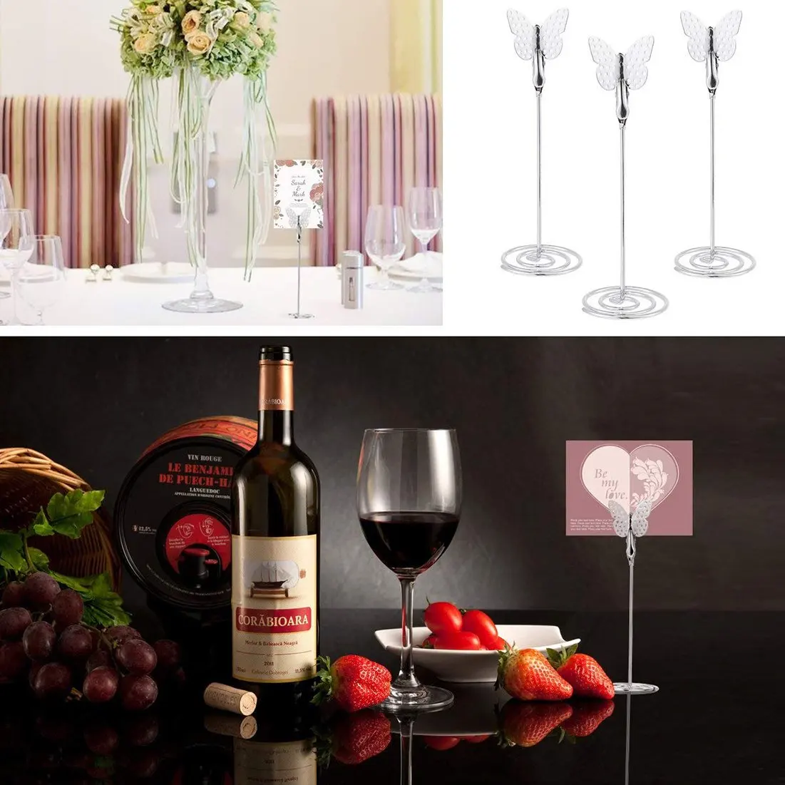 10 шт. держатель для стола с цифрами в виде бабочки из розового золота карточка