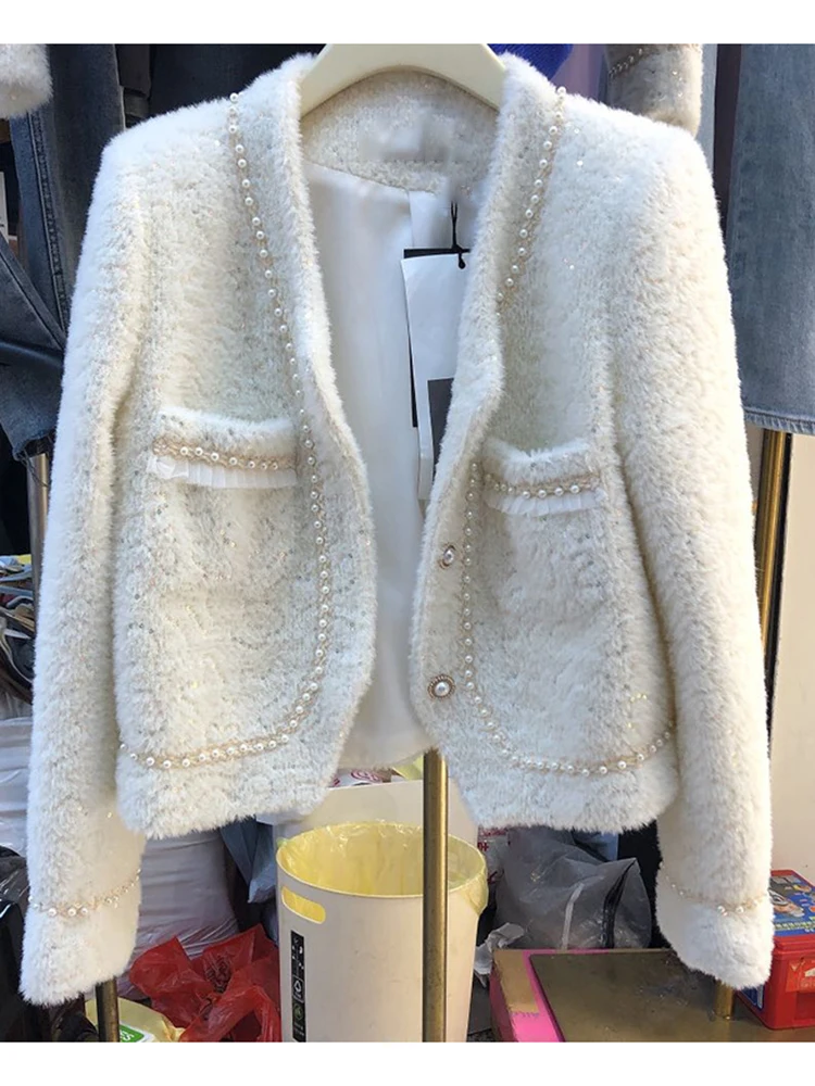 Женская куртка с V-образным вырезом длинным рукавом и блестками - купить по