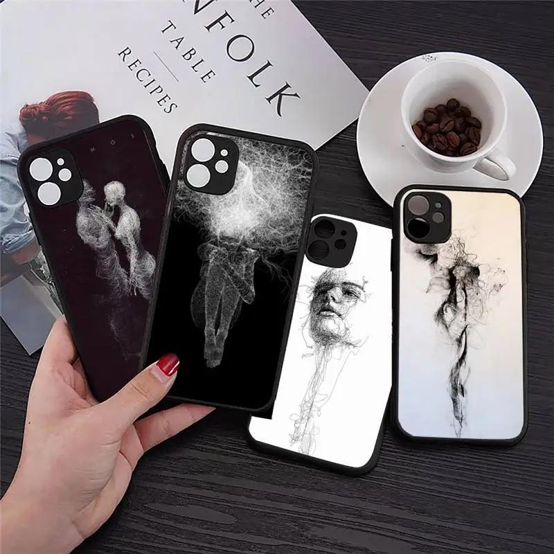 

3D abstract fashion simple body Phone Case Transparent Matte for iPhone 7 8 11 12 s mini pro X XS XR MAX Plus cover funda
