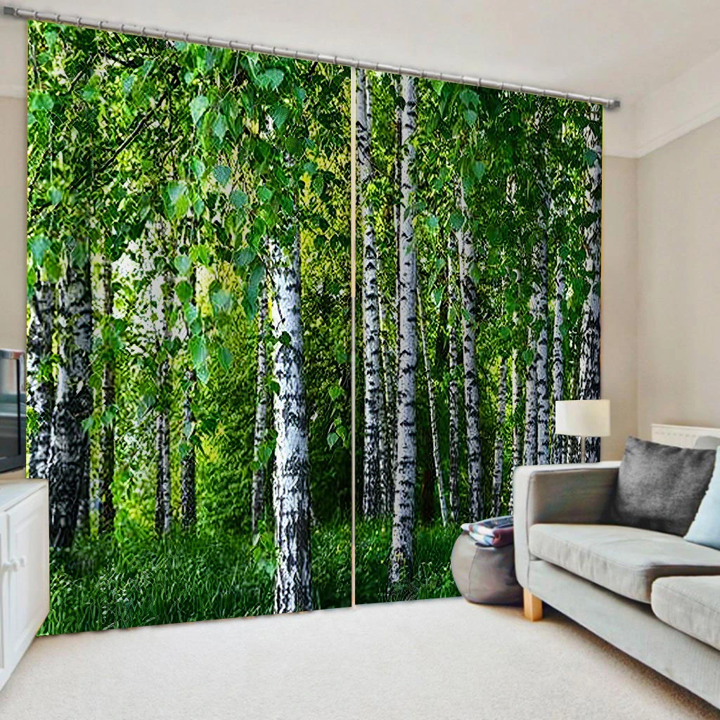 

Custom green forest curtains 3D Window Curtains For Living Room Bedroom Customized size stereoscopic curtains