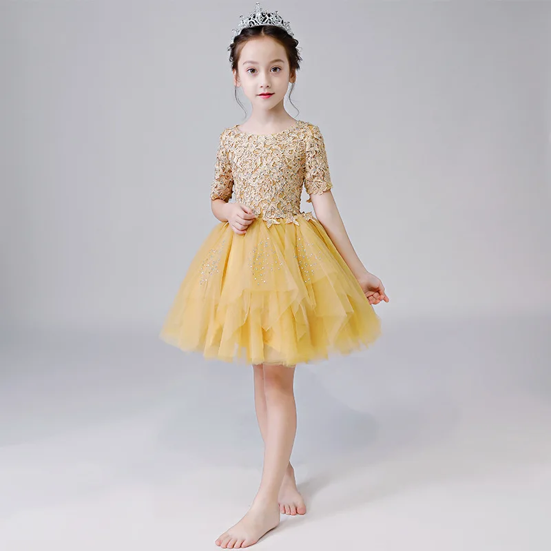 Кружевное Тюлевое платье принцессы для девочек детское Свадебное бальное дня