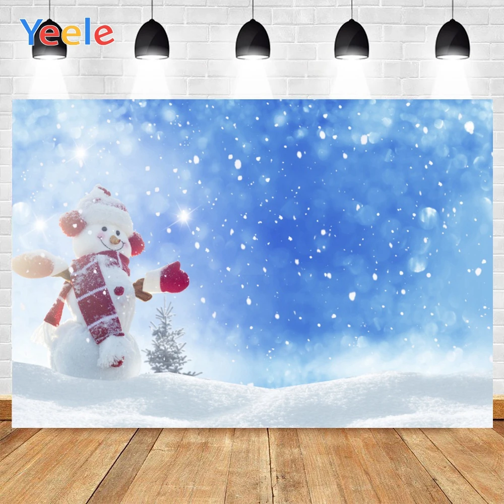 

Yeele Christmas Light Bokeh Backgrounds For Photography Winter Snow Snowman Gift Baby Newborn Portrait Photo Backdrop Photocall
