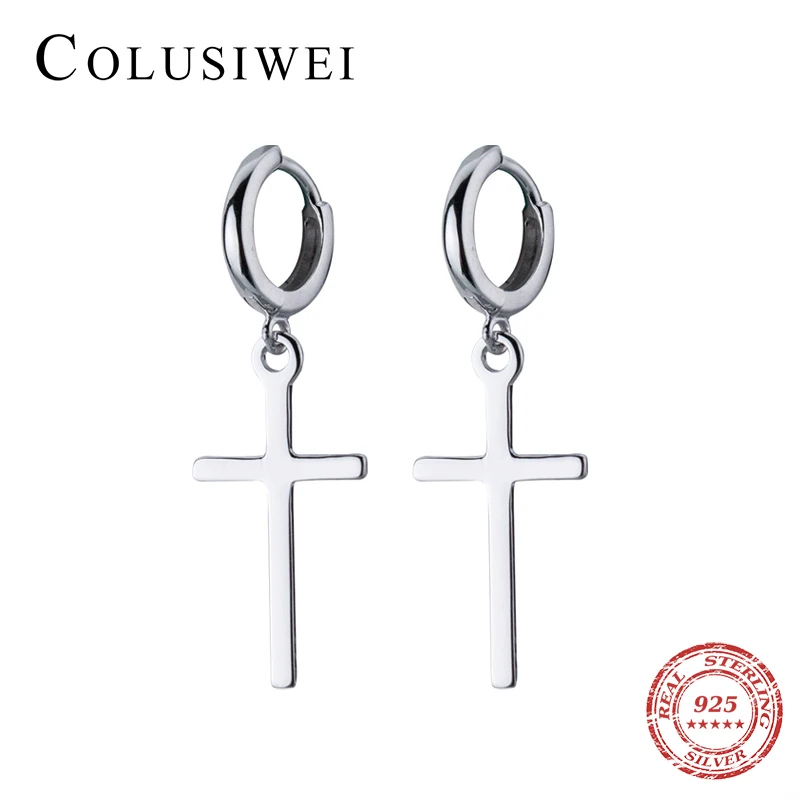 

Colusiwei Fashion Sterling Silver 925 Faith Cross Hoop Earrings Simple Dangle For Women Fine Jewelry Pendientes 2020 New