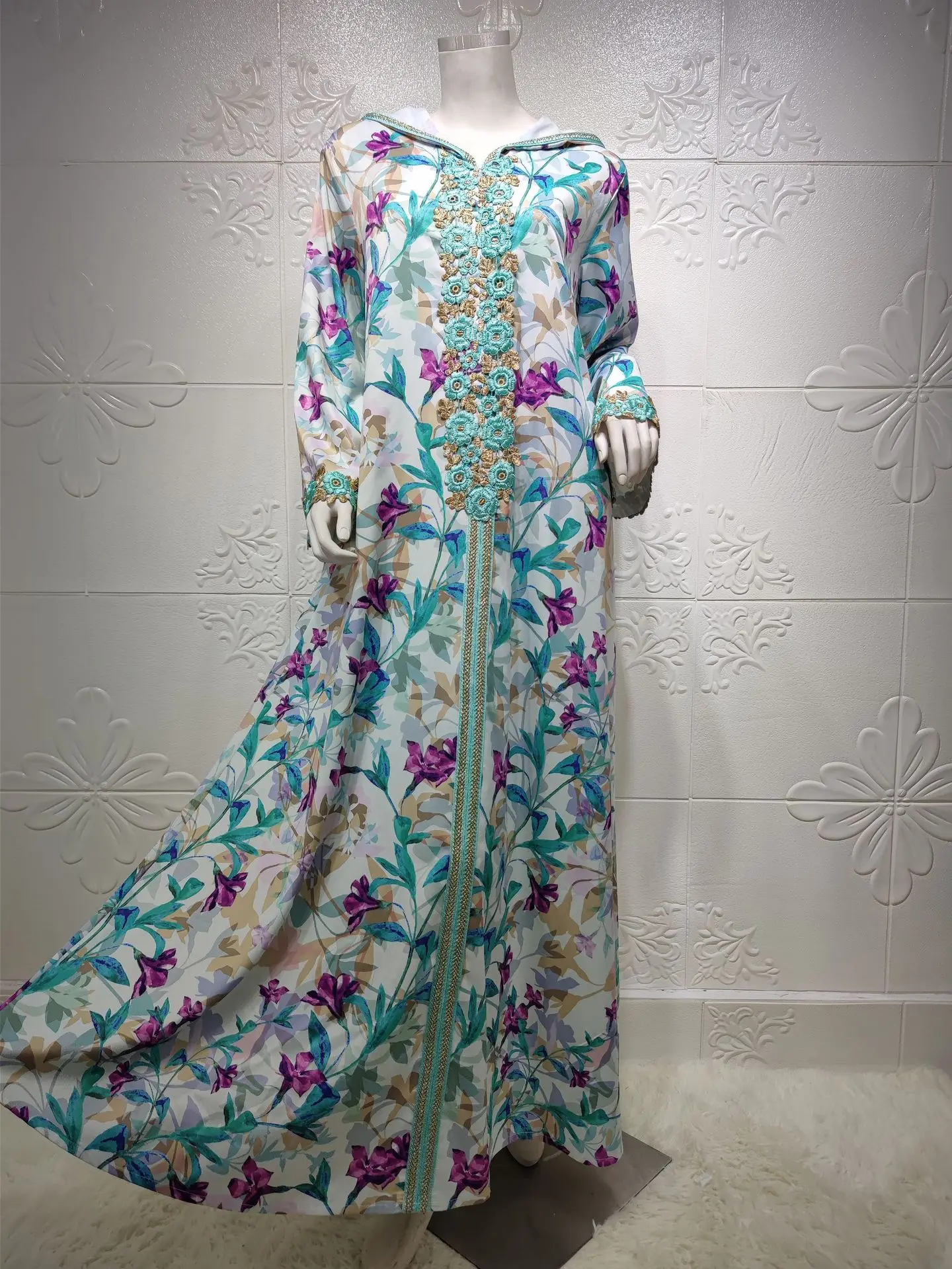 

Muslim Dress Long Sleeve Plus Size Women Clothing Women Traf Robes Summer Dress 2021 Floral Robe Longue Femme designer