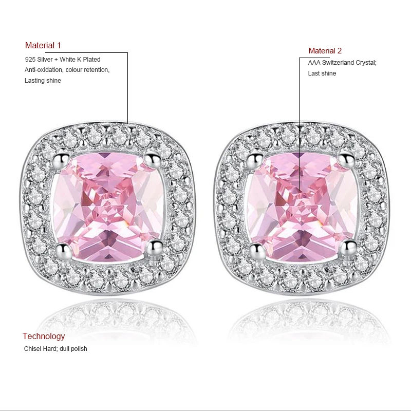 100% Стерлинговое Серебро 925 пробы роскошные квадратные циркониевые серьги