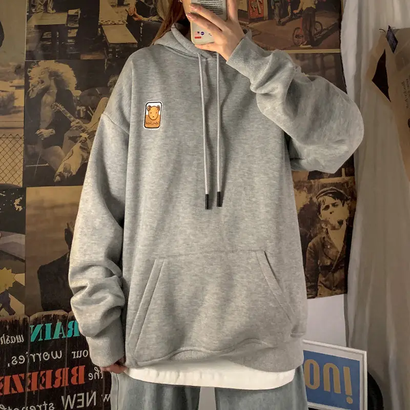 

2021 spring couple's Hoodie cotton loose sports long sleeve sweater Youthful vitality Kpop Holiday Preppy Style Smart Casual