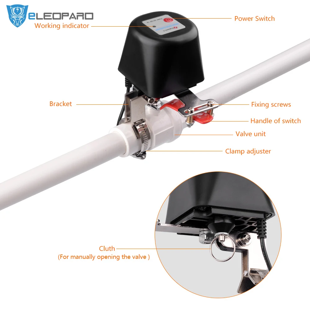 ELEOPARD Zigbee Smart Wireless Control Gas Water Valve Life Shut OFF Controller |