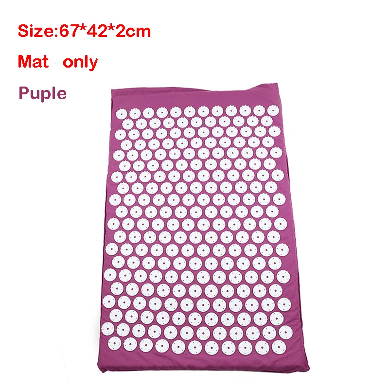 Purple Mat only Акупрессуровый коврик для головы, шеи, спины, ног, массажная подушка, подушка для йоги, шип, антистрессовый коврик для акупунктуры, игольчатый массажер - Цвет: Purple Mat only