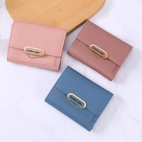 short pu leather women wallet mini lady coin purse pocket solid color female wallet girl purse three fold money clip