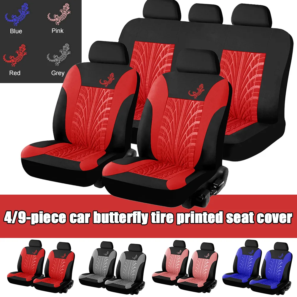 

4pcs/9pcs Universal Styling Full set Gecko 3D Tire Print Interior Accessories Automobile Protector Car Seat Cover