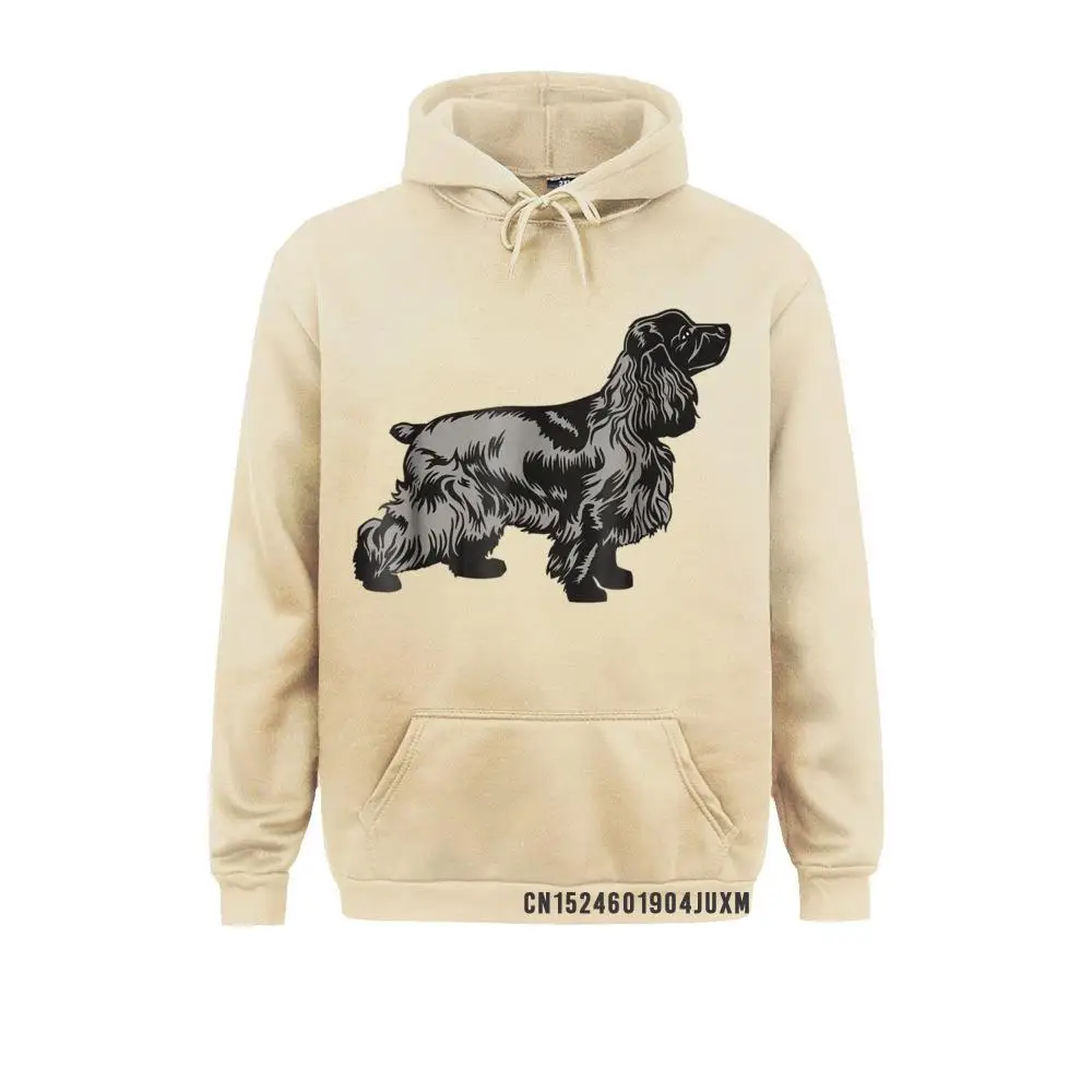 Мужская толстовка с капюшоном черная принтом в виде английских кокер-спаниеля