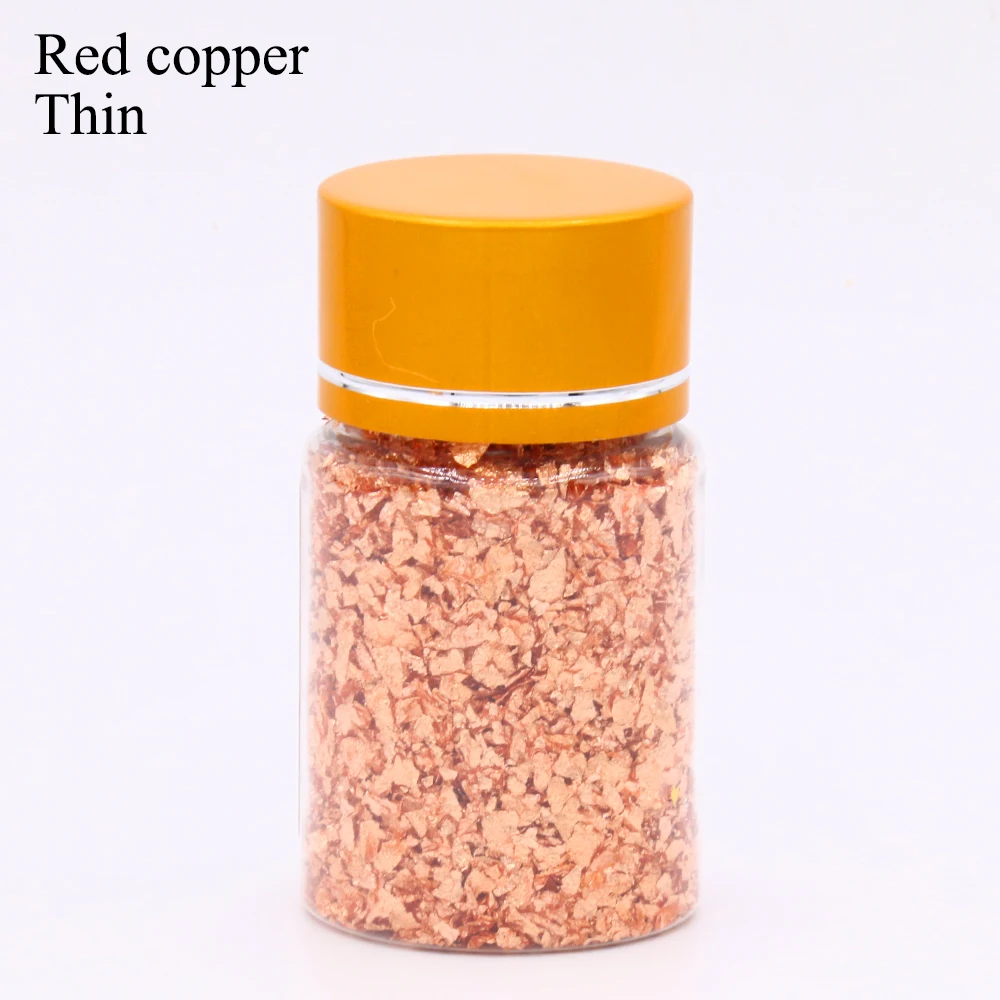 Red copper(thin) Имитация золотых листьев хлопья медные хлопья для скользящего искусства украшения Серебряная медная Золотая фольга осколки золотые хлопья ремесло - Цвет: Red copper(thin)