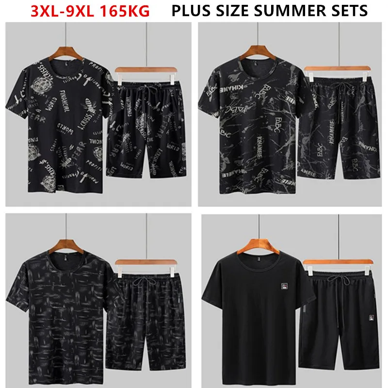 Ледяной шелк размер d футболка Мужская черная шорты комплект из 2 предметов