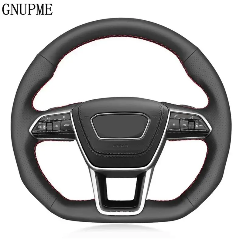 

Мягкая черная искусственная кожа Чехол рулевого колеса автомобиля для Audi A6 (C8) 2018-2019 A7 (K8) 2018-2019 S6 (C8) седан 2019 S7 (K8)