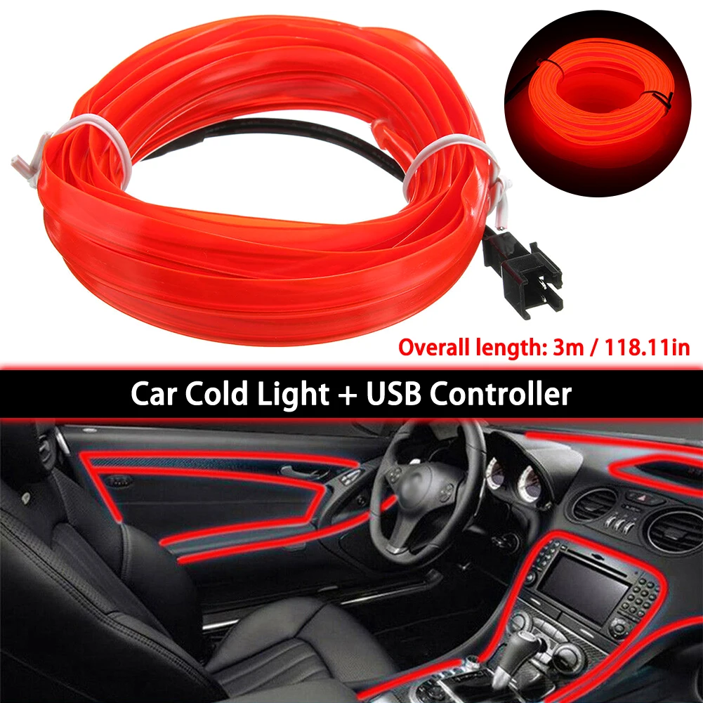 

LED Car Interior Atmosphere Strip Light El Wire Neon Glow Rope Band Decor Car Automotive Interior Auto Decorative Lights