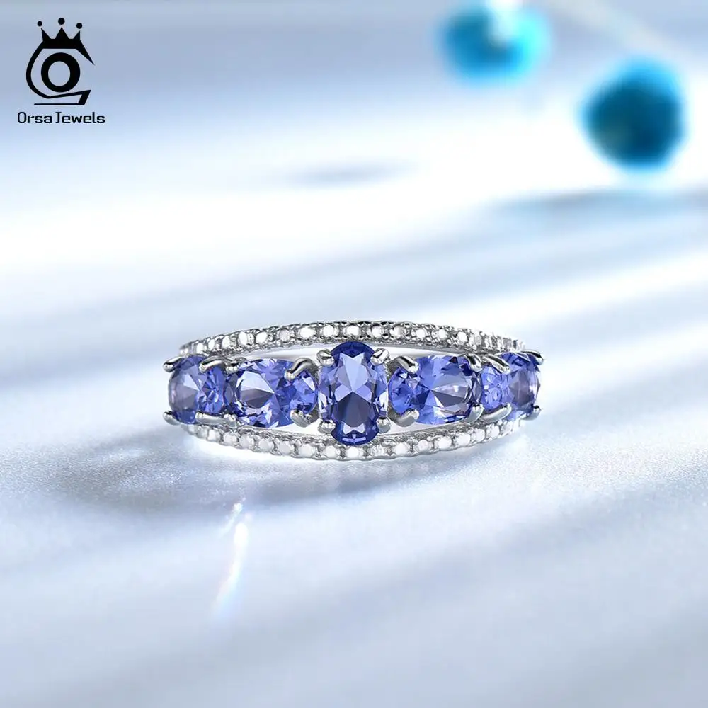 ORSA JEWELS модное женское свадебное кольцо из чистого 925 пробы серебра овальной огранки с натуральным фиолетовым танзанитом, хорошее ювелирное изделие VSR18