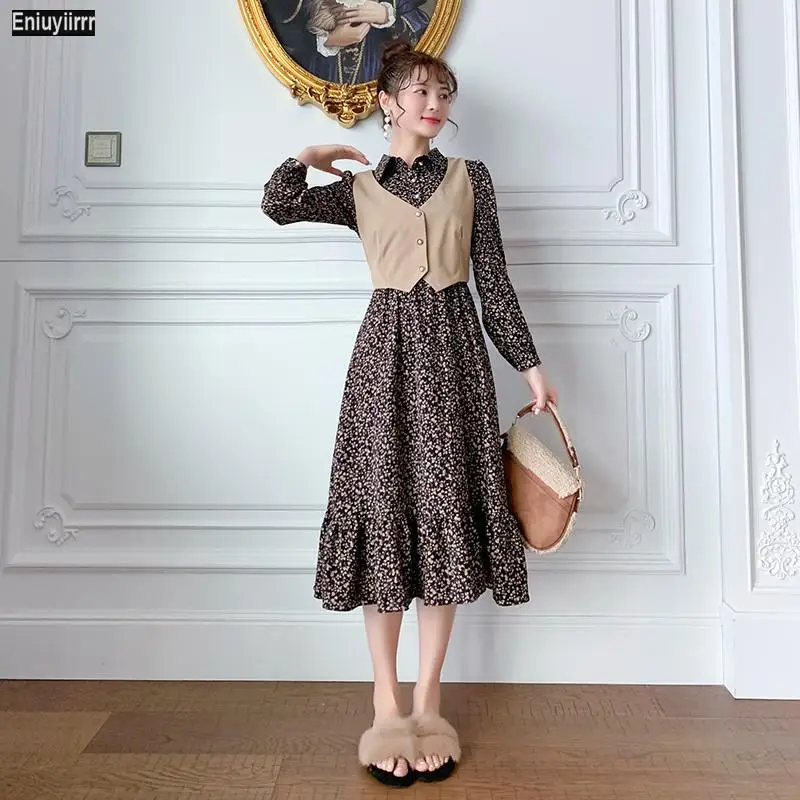 Женское винтажное платье-рубашка с цветочным принтом 5365 | Женская одежда