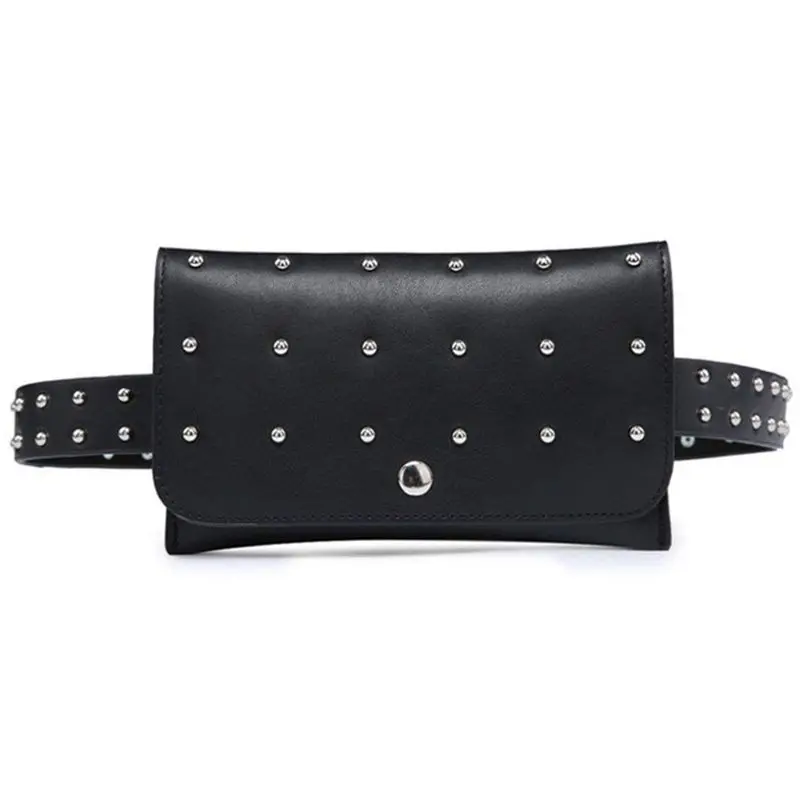 Модные Черные Кожаные Стильные Заклепки Фанни поясная сумка пакет Кошелек для