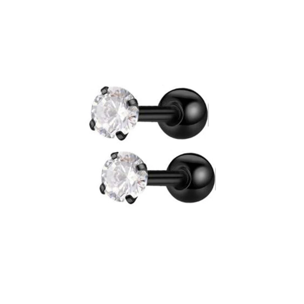 Black 2pcs 1-6 пар серьги из нержавеющей стали для мужчин Поддельные Вилки туннели шпилька для уха спираль бар для женщин мужчин серьги-кольца - Окраска металла: Black 2pcs