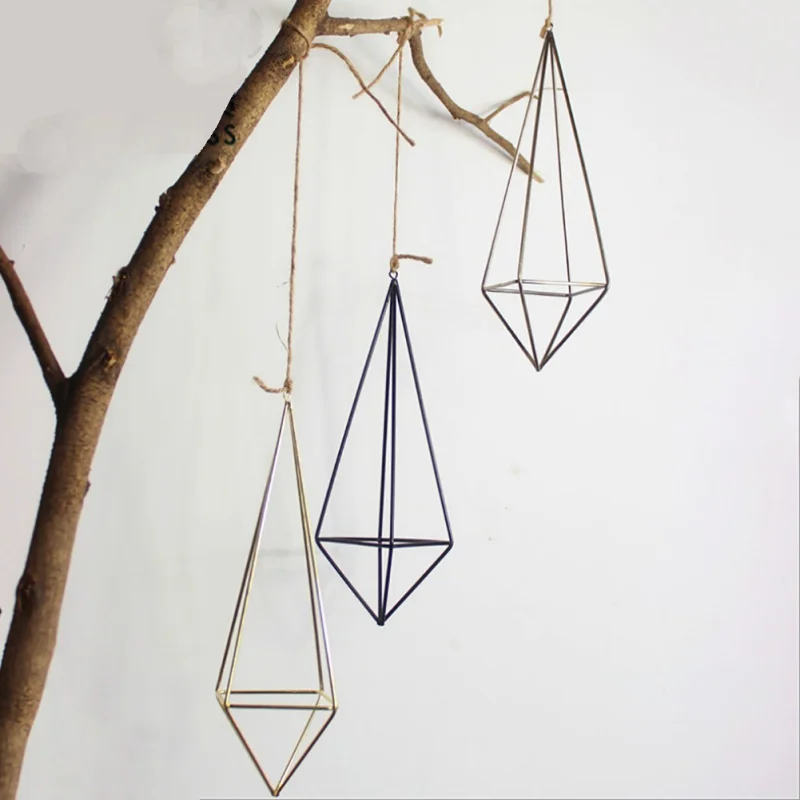 Hanging Tillandsia Air Plants Rack Metal Geometric Iron Art Rustic Flower Planter Pot Wall Decor Container Succulent Vase | Дом и сад