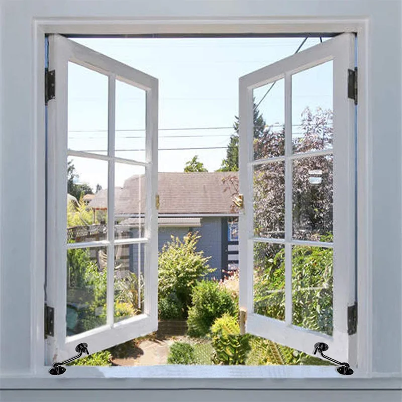 

4Pcs Cabin Hook Window Catch Cabin Door Gate Lock, Hook and Eye Latch Solid Thicken( Black, 6Inch)