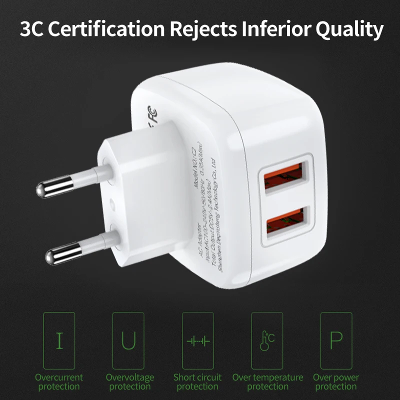 pd 18w qc3 0 eu plug dual usb charger fast charging travel wall adapter type c quick charger for iphone 12 11 x for samsung s10 free global shipping