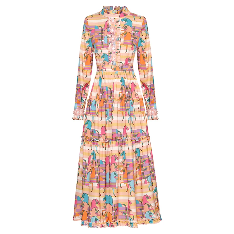 Высокое качество новейшая мода 2020 подиумное платье женское длинное с длинным