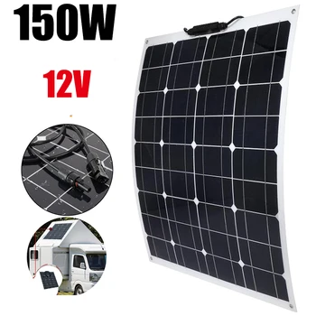 Flexible Solar Panel 150W Dual USB Output Solar Cells Waterproof 10A/20A/30A/40A/50A/60A Controller for 12V/24V Battery Charger