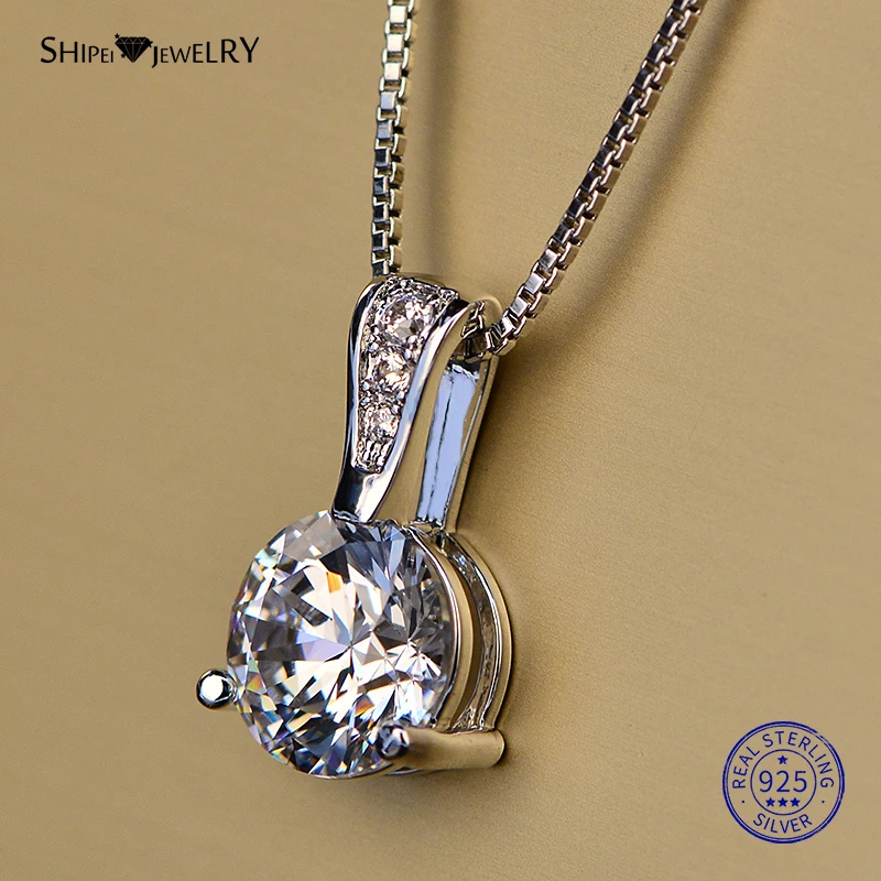 Shipei, 925 пробы, серебряное ожерелье для женщин, хорошее ювелирное изделие, сердце и стрелы, создан Муассанит, кулон, ожерелье, подарок на день рождения