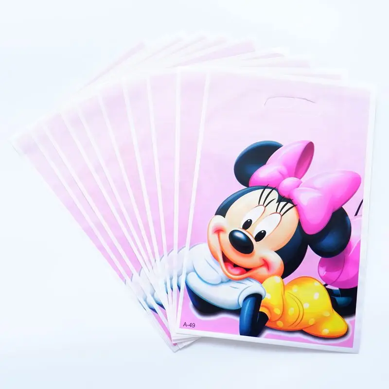 Minnie 10 шт./лот Подарочная сумка для пожарной машины для вечеринки в честь Дня рождения ребенка, пластиковая сумка для украшения детских конфет - Цвет: Minnie