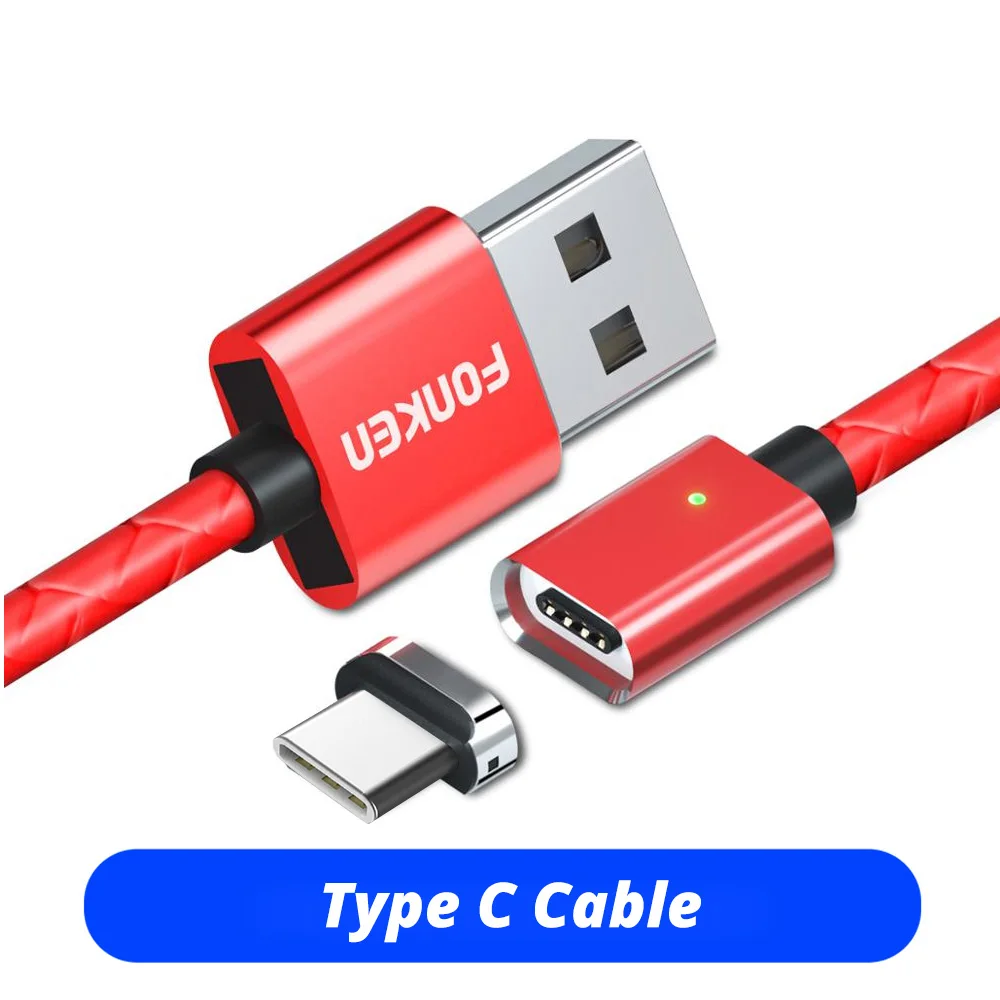Red Type C Cable Магнитный кабель для быстрой зарядки, длинный Магнитный кабель Micro US C-type, синхронный Магнитный кабель для передачи данных для samsung IPhone huawei - Цвет: Red Type C Cable