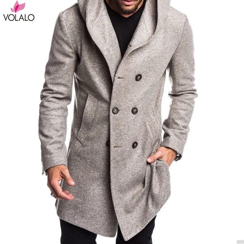 

Fall/winter New Men's Woolen Coat Slim Mid-length Trench Coat Fashion Slim Wild Double-breasted Male Long Overcoat Jacket