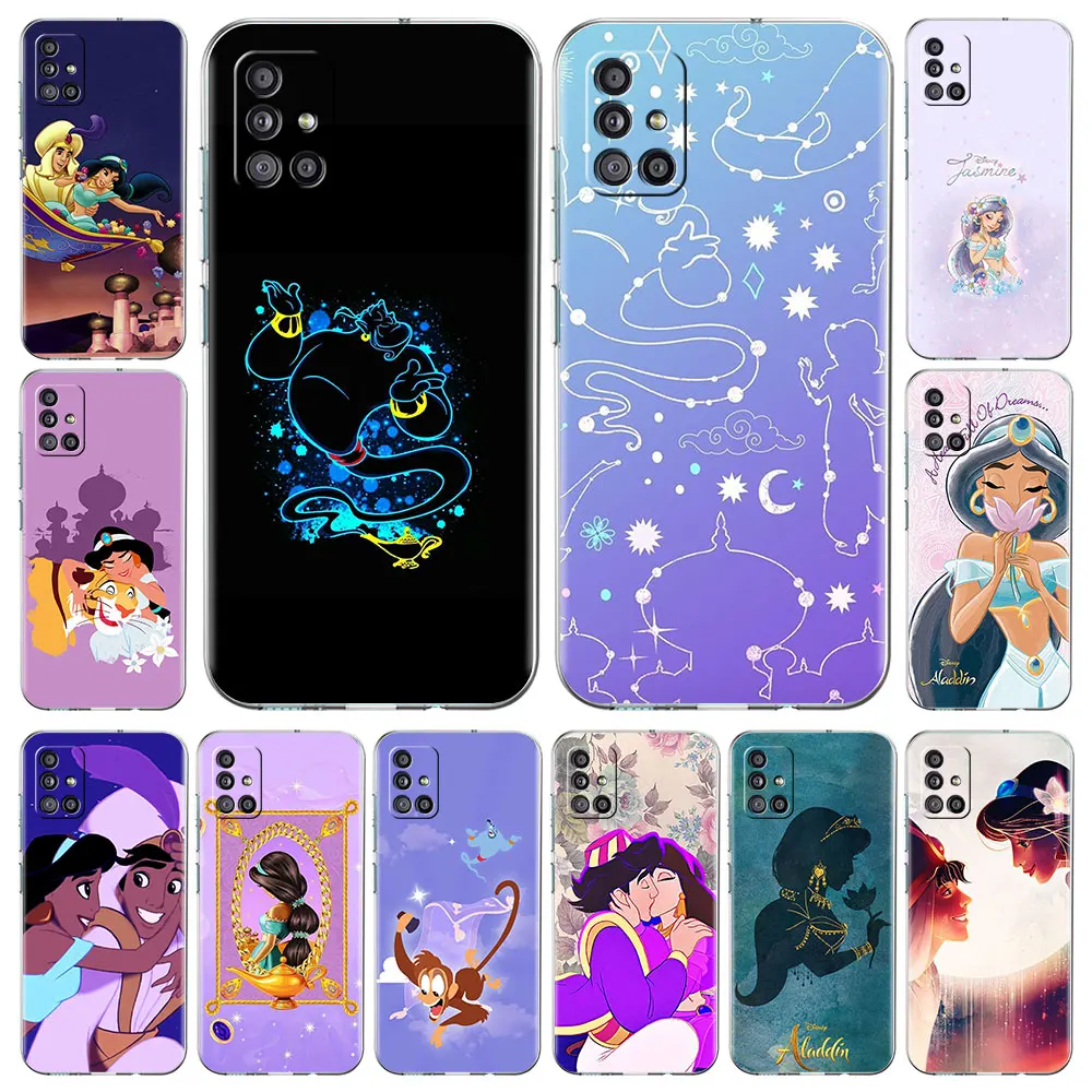 

Прозрачный чехол для Samsung Galaxy A52 A51 A12 A32 A72 A21s A71 A31 A02s, Роскошный прозрачный мягкий чехол Aladdin Jasmine Princess
