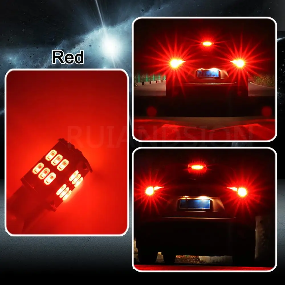 

2 pcs 30smd BA15D Car light LED bulb Turn Park Signal Light Brake Tail Lamp Auto Rear Reverse light 12V Red 600lm