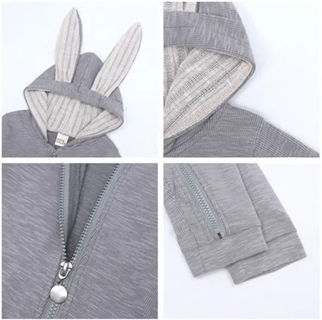 

Tops Spring Autumn Newborn Clothes Mother Baby Jumpsuit Big Ear Children Clothes Zipper Cute Style Romper For 0-2 Years