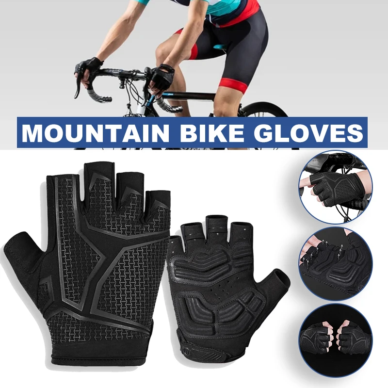 

Non-slip Half Finger Gloves with Wrist Wrap Support Padded Fitness Short Open Finger Glove for Riding Sports Summer SAL99