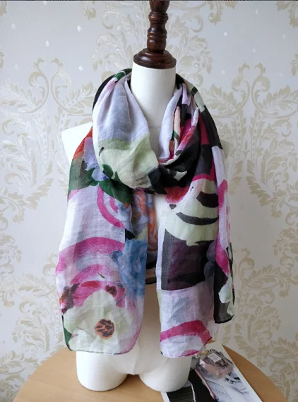 Модный дизайнерский брендовый женский летний шарф, испанский Цветочный платок, женский шарф с принтом - Цвет: Синий