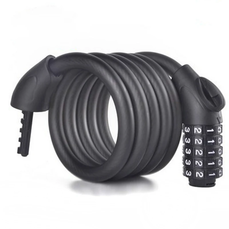 Bike Cable Lock Self-Coiling UV Resistance Resettable 5-Digit Combination Passwords FOU99 | Спорт и развлечения