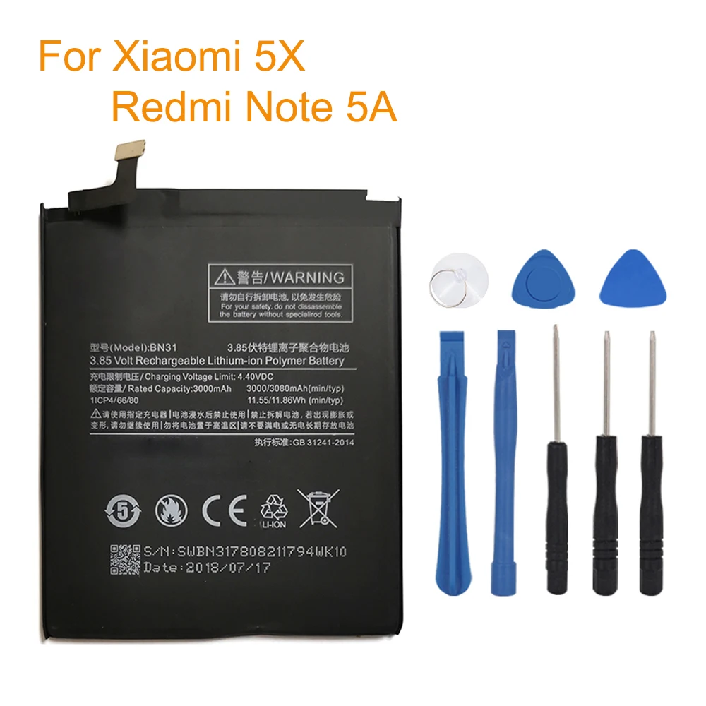 

OHD оригинальный высококачественный аккумулятор BN31 для Xiaomi Mi 5X Mi5X Redmi Note 5A / Pro Mi A1 Redmi Y1 Lite S2 3000 мАч, 5 шт.