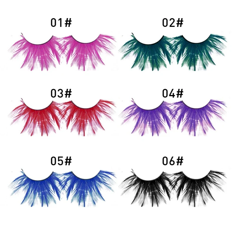 Сценические ресницы для Хэллоуина макияж Синие Большие удлиненные перьевые лица