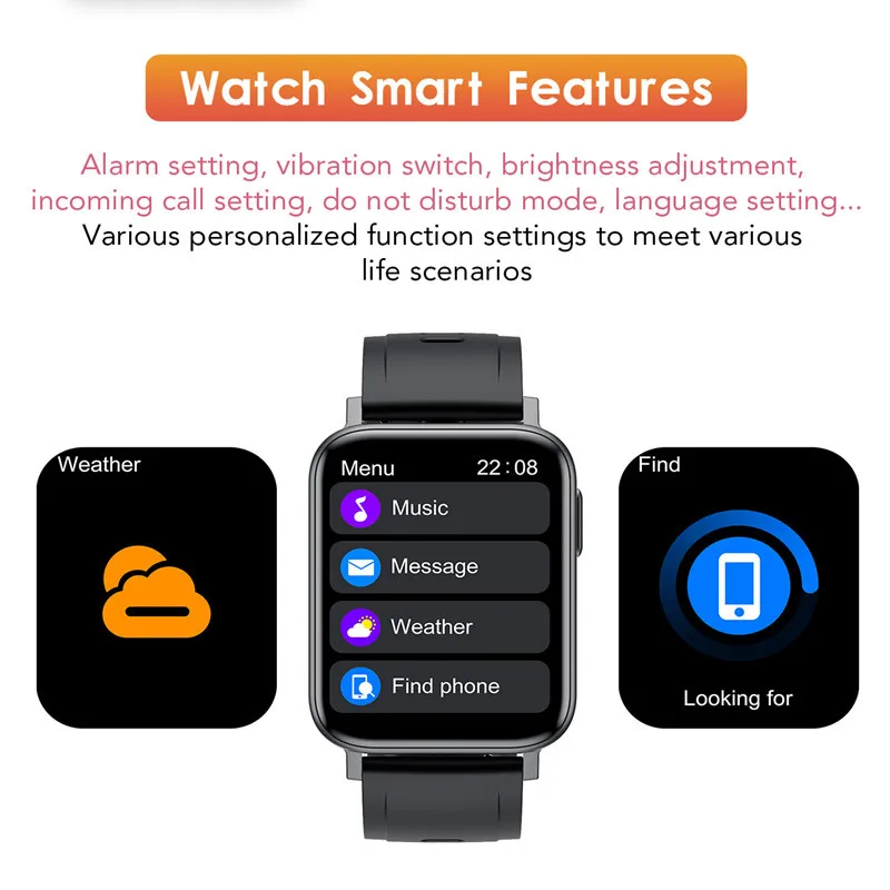 

T10Pro Smart Watch 1.65 Inch Body Temperature Measurement Wristband Blood Pressure Heart Rate Monitor Fitness Sports SmartWatch