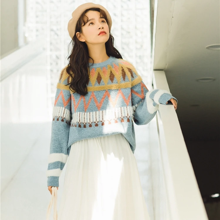 Женская одежда осенне-зимние свитера в Корейском стиле Харадзюку подчеркивающие